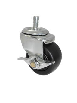 3" x 1-3/4" Swivel, (PO) Polyolefin Wheel, 1/2"-13 x 1" Stem, Side Brake