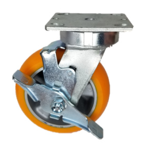 6" x 2" Kingpinless, (UA) Polyflexon Wheel, Precision Ball Bearing, Top Lock Brake