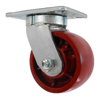 8" x 3" Swivel, (CD) Crowned Ductile Steel Wheel, Precision Ball Bearing