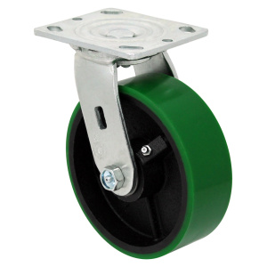 6" x 2" Swivel, (PU) Polyon Steel Wheel