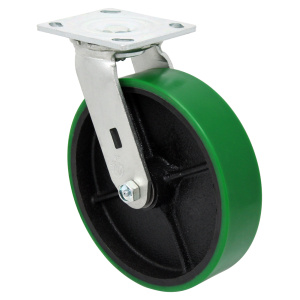 8" x 2" Swivel, (PU) Polyon Steel Wheel