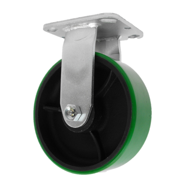 6" x 2" Rigid Caster, (PU) Polyon Steel Wheel
